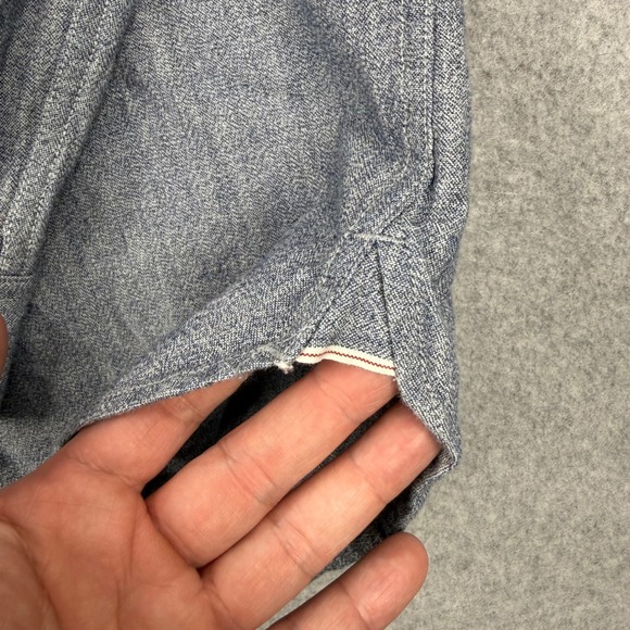 Flint and Tinder Shirt Mens 3XL Blue Selvedge Chambray Slim Fit Long Sleeve - Picture 6 of 13